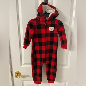 Carters Buffalo Check Flannel long Sleeve Romper